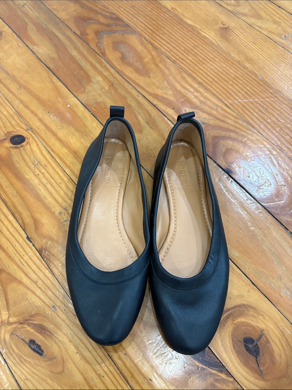 J. Crew Black Leather Ballet Flats